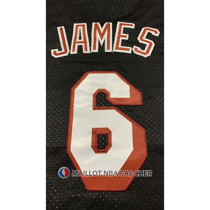 Maillot Miami Heat LeBron James NO 6 Mitchell & Ness 2010-11 Noir